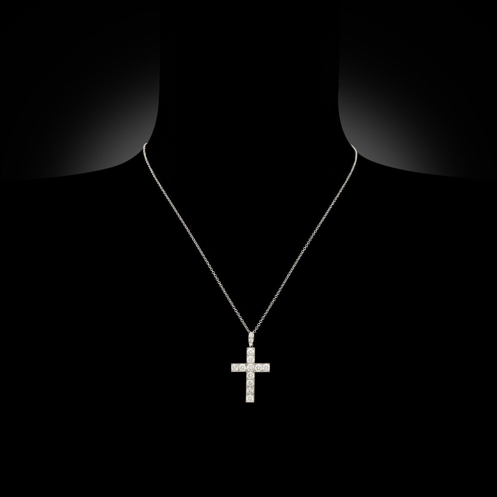 Women's or Men's Hancocks Diamond & Platinum Cross Pendant Circa 1990 For Sale