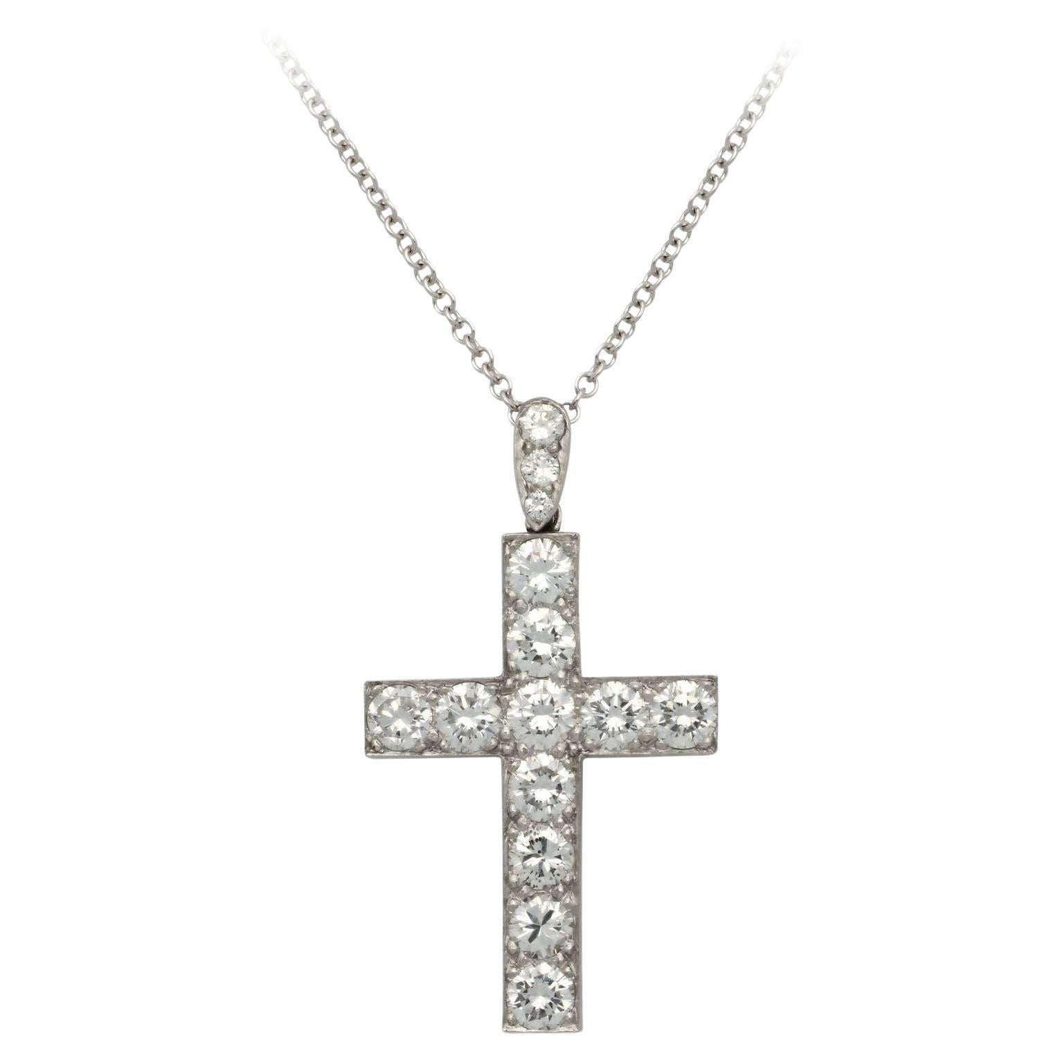 Hancocks Diamond & Platinum Cross Pendant Circa 1990 For Sale