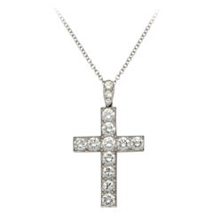 Vintage Hancocks Diamond & Platinum Cross Pendant Circa 1990