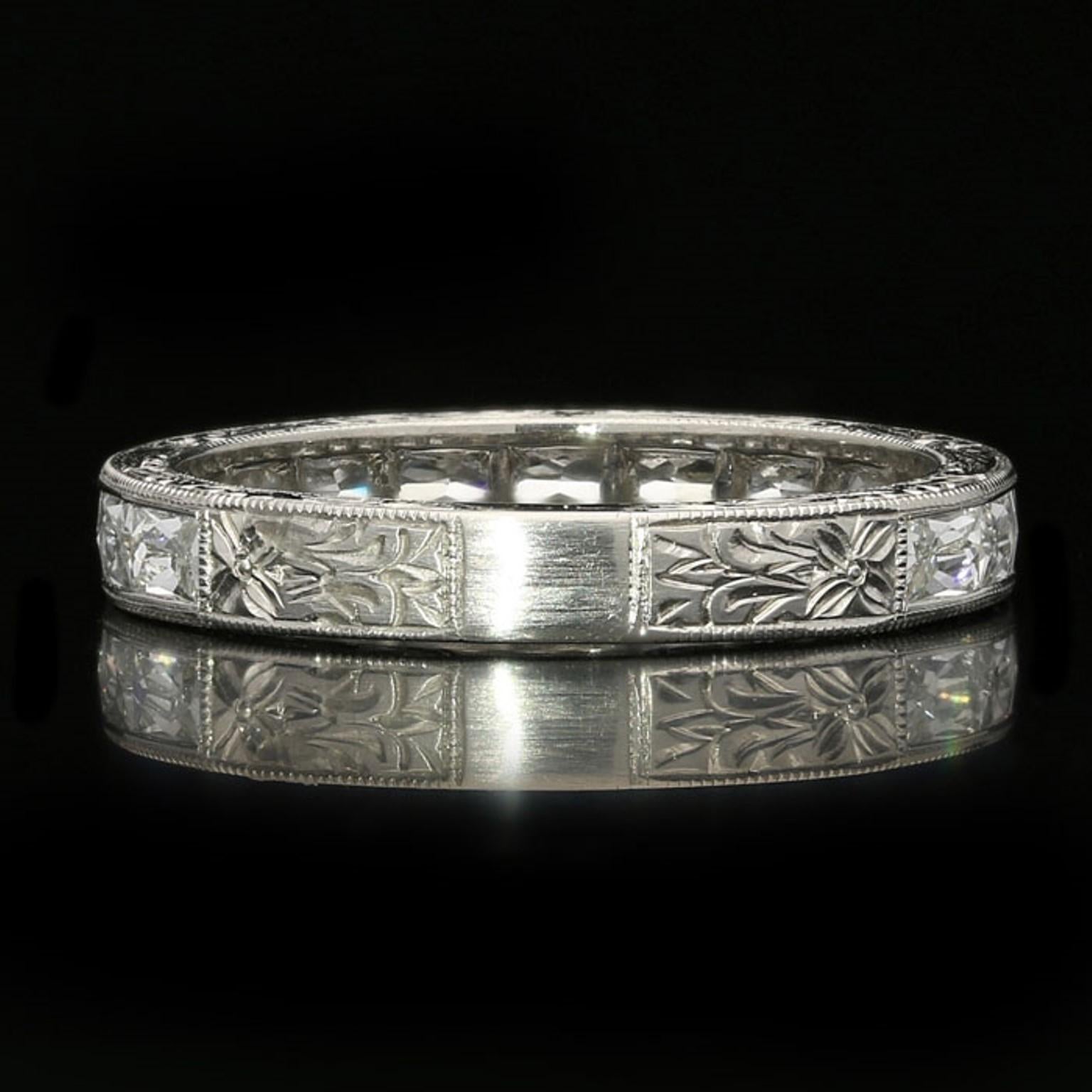 Women's or Men's Hancocks “East or West” French Cut Diamond Platinum Eternity Ring