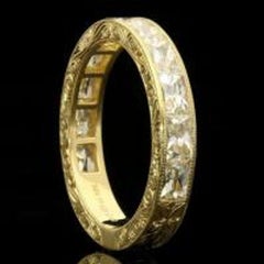 Hancocks French-Cut Diamond East/West Eternity Ring Finely Engraved Yellow Gold