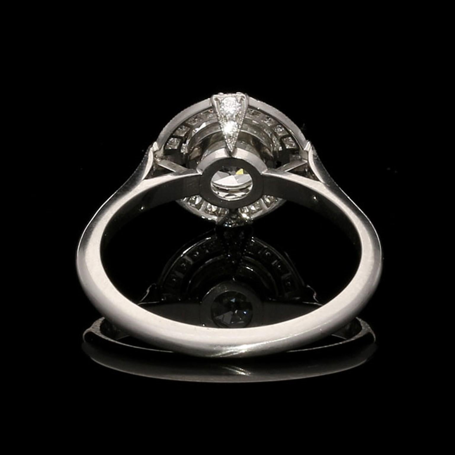 Women's Hancocks GIA Certified 1.15 Carat Old European Cut Diamond Cluster Ring For Sale