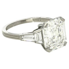 Hancocks GIA Certified 5.08 Carat Asscher Cut Diamond Ring