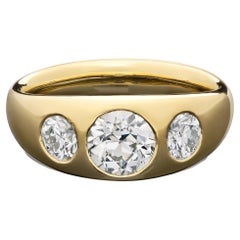 Hancocks Old Cut Diamond Gypsy-Set Three Stone and18ct Gold Ring Contemporary