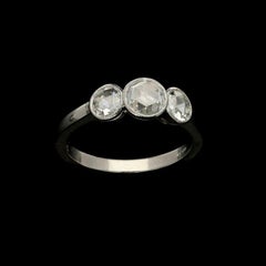 Hancocks Three Stone Rose Cut Diamond Ring In Platinum Mount Contemporary