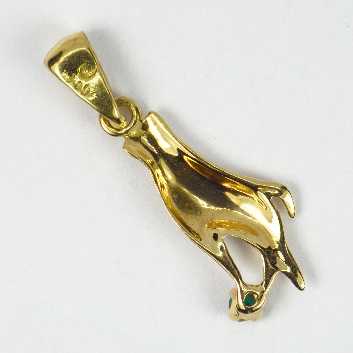 Handgefertigter 18K Gelbgold Smaragd-Charm-Anhänger Damen