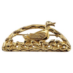 Hand and Hammer DeMatteo Duck Family 14K Yellow Gold Brooch #20110