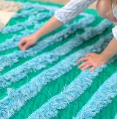 G+S x 2LG Studio Hand appliquéd quilted green diagonal cushion (COVER ONLY)