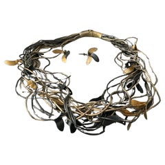 Hand Art Jewelry Stellring Multi Strand Necklace Earrings Set
