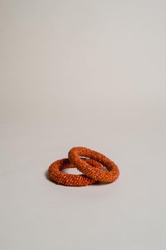 Hand-Beaded Antique Coral Beads Bangle
