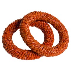 Hand-Beaded Antique Coral Beads Bangle