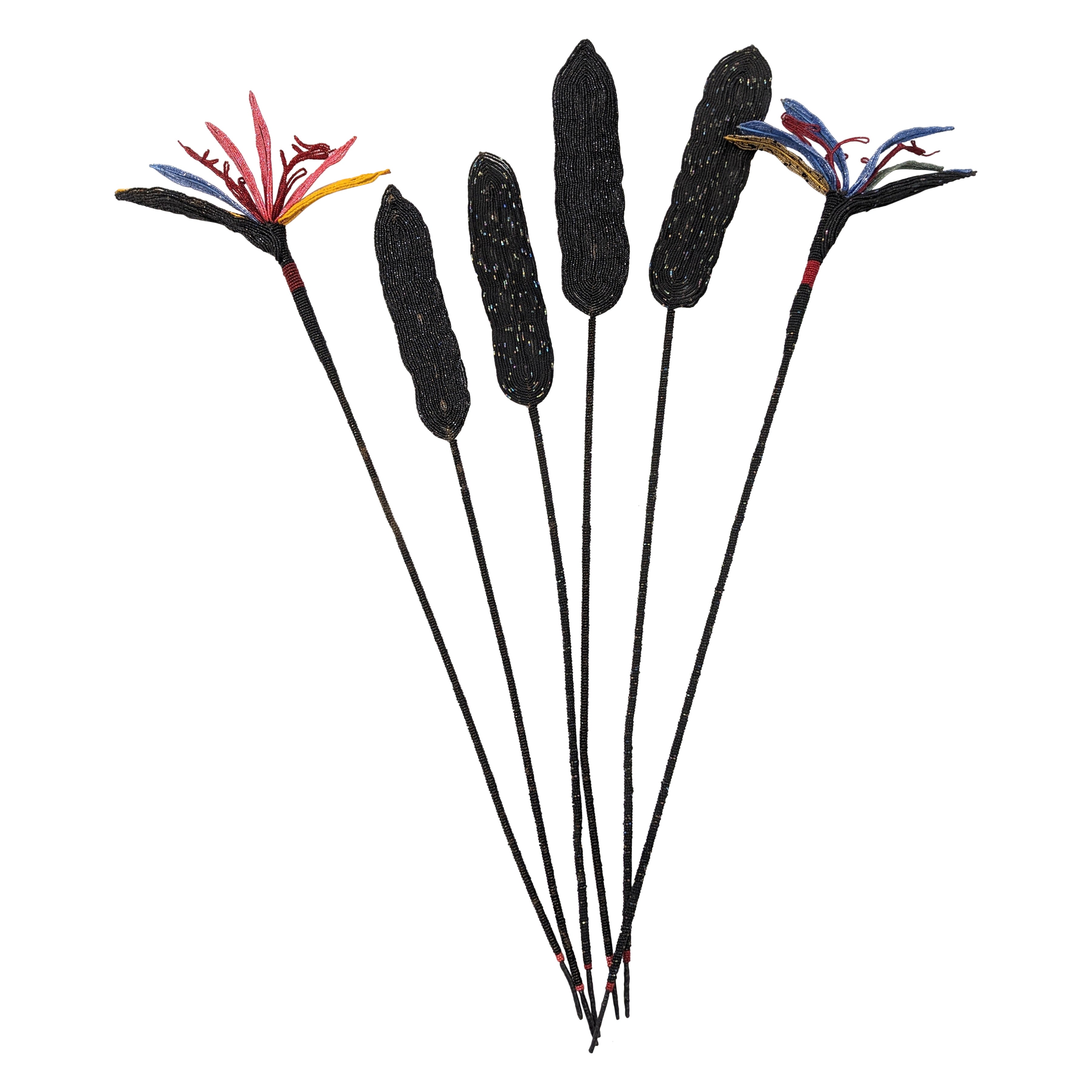 Hand Beaded Bird of Paradise Stems, France For Sale