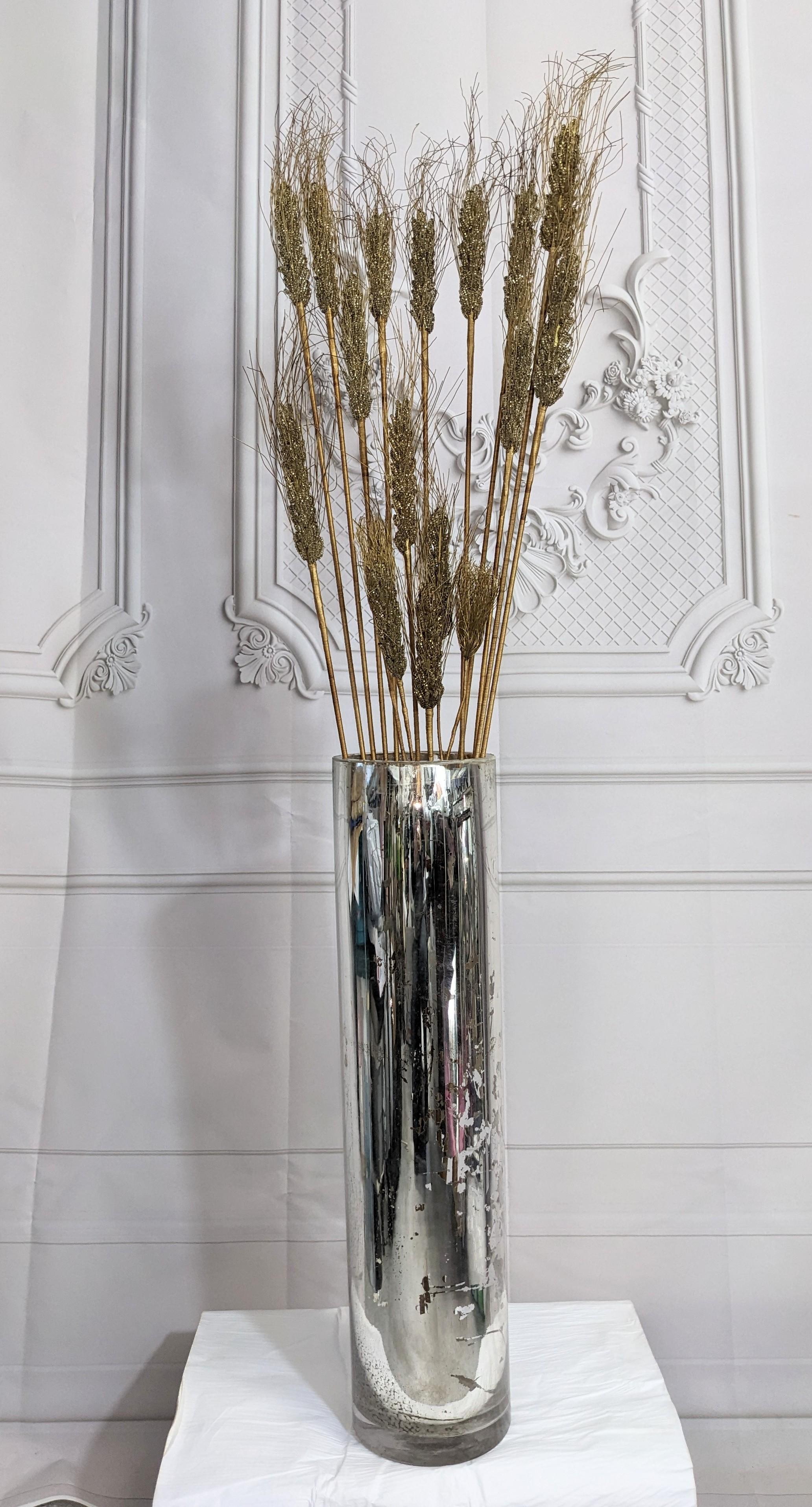 Set of Hand Beaded French Wheat Sheaves from the mid 20th century. Hand beaded with tiny gold seed beads and brass filament to represent corn silk. A variety of different heights for arranging in a vase. 
Hand beaded flowers is a French tradition