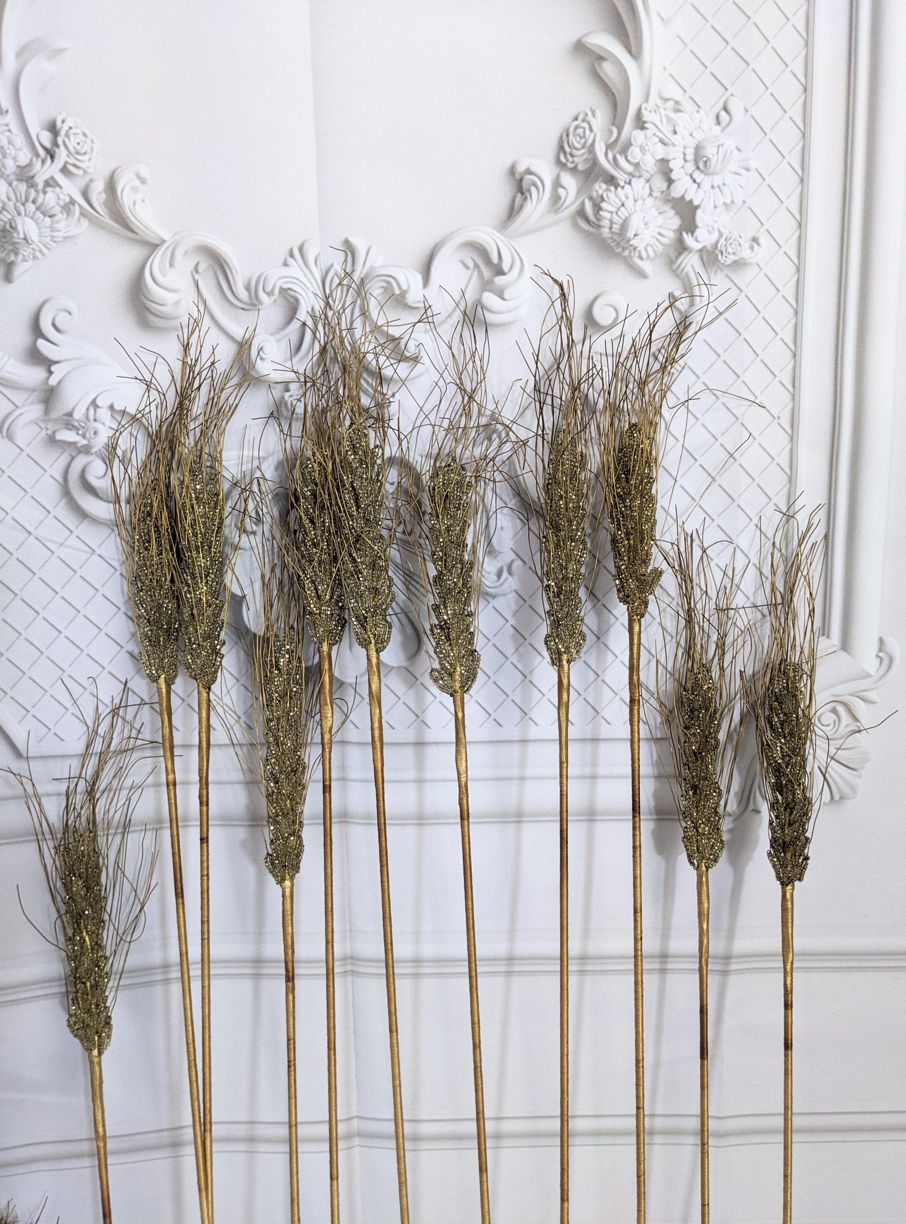 Metal Hand Beaded French Wheat Stalks