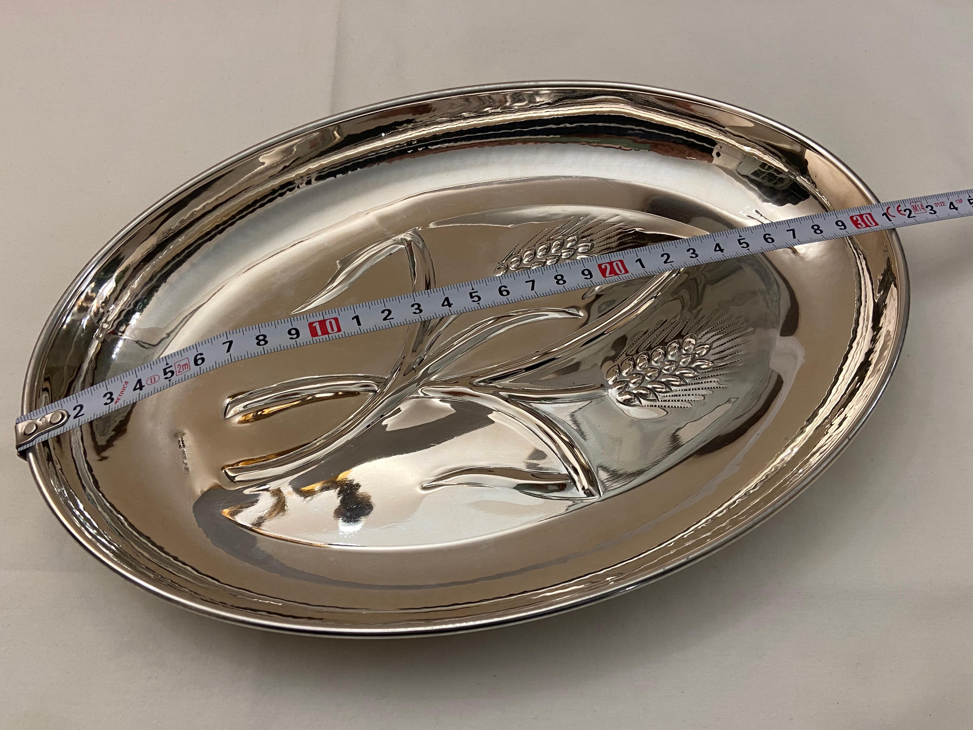 Hand-Beaten 800 Silver Serving Tray, Made in Italy In Good Condition For Sale In Palermo, IT