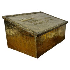 Hand Beaten Brass Fireside Slipper Box   “Where they ought to be”