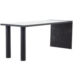 Hand-Blackened, Bespoke and Etched Dining "Steel Table" with Viroc Top