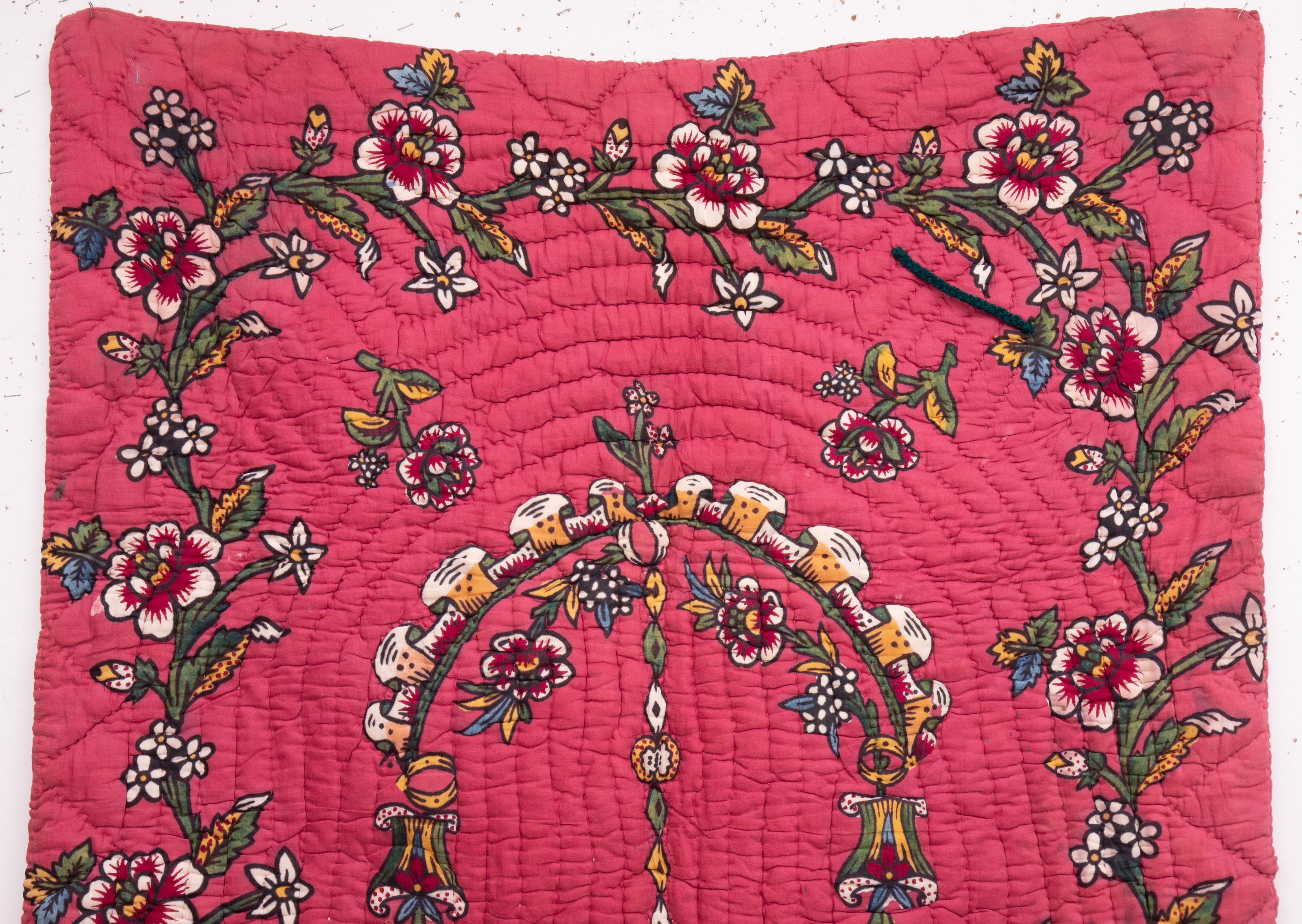 Folk Art Hand Block Printed Anatolian Quilt, Early 20th C For Sale