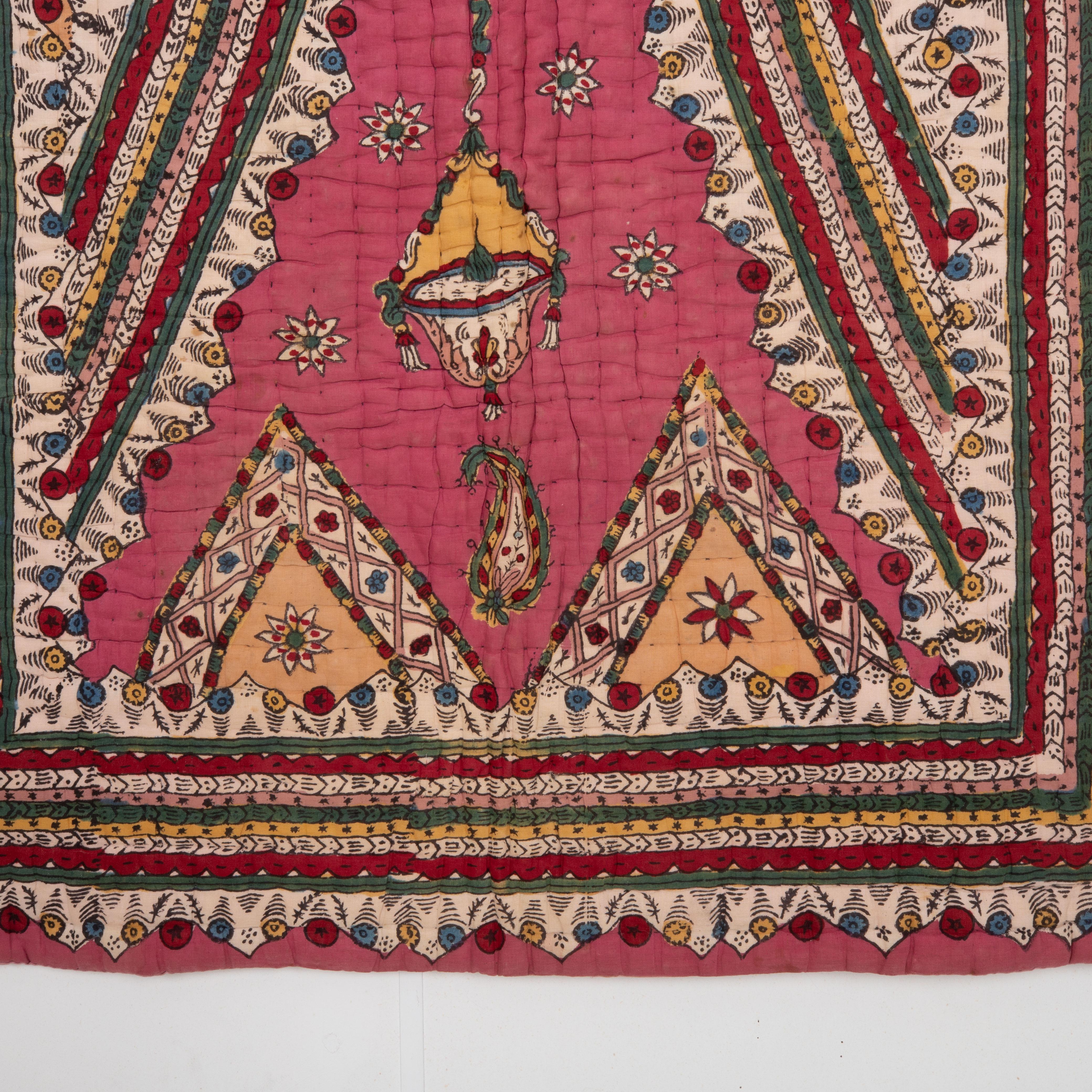 Hand Block Printed Anatolian Quilt, Early 20th C In Good Condition For Sale In Istanbul, TR