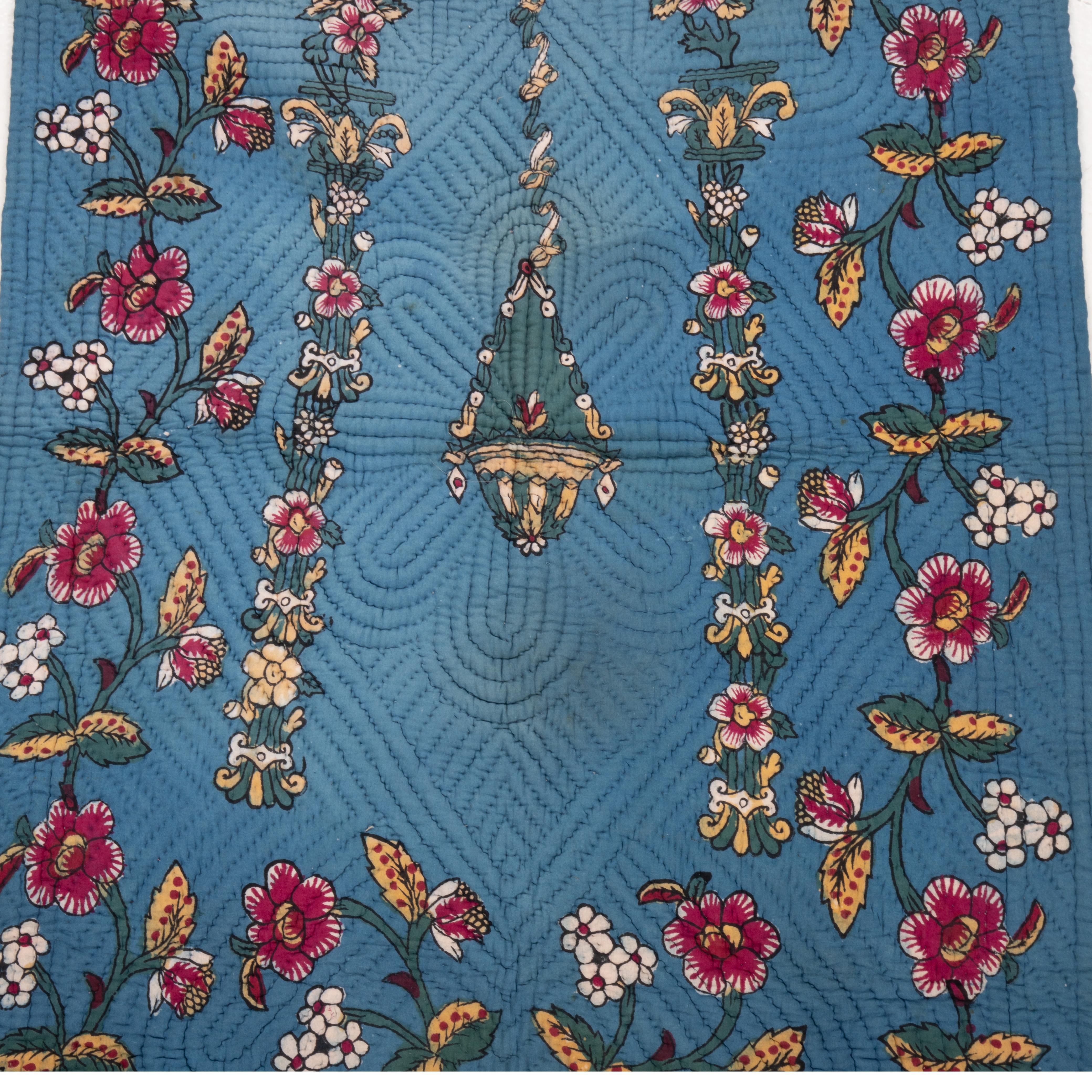 Hand Block Printed Anatolian Quilt, Early 20th C In Good Condition For Sale In Istanbul, TR