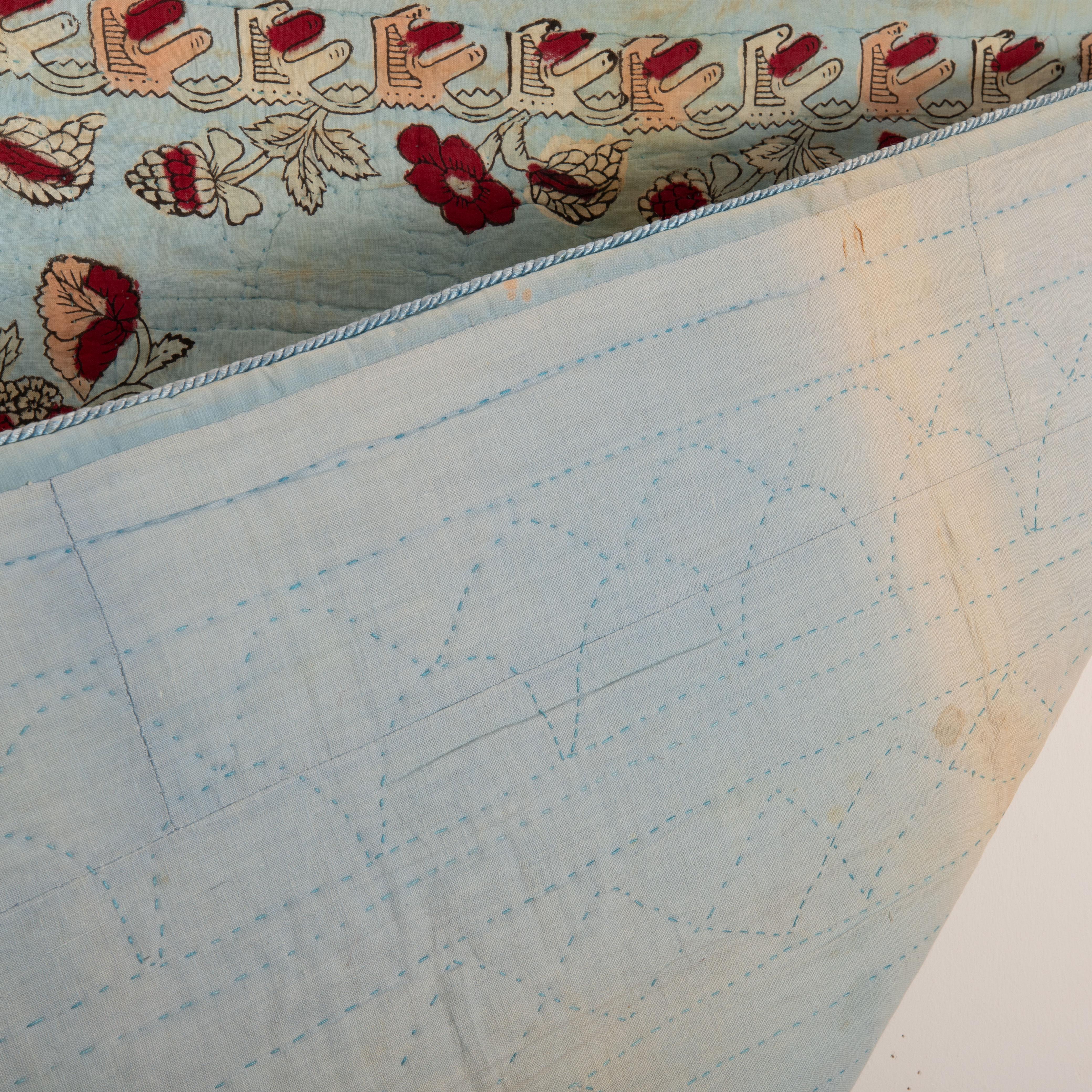 Handgedruckte anatolische Steppdecke, frühes 20. Jahrhundert (Baumwolle) im Angebot