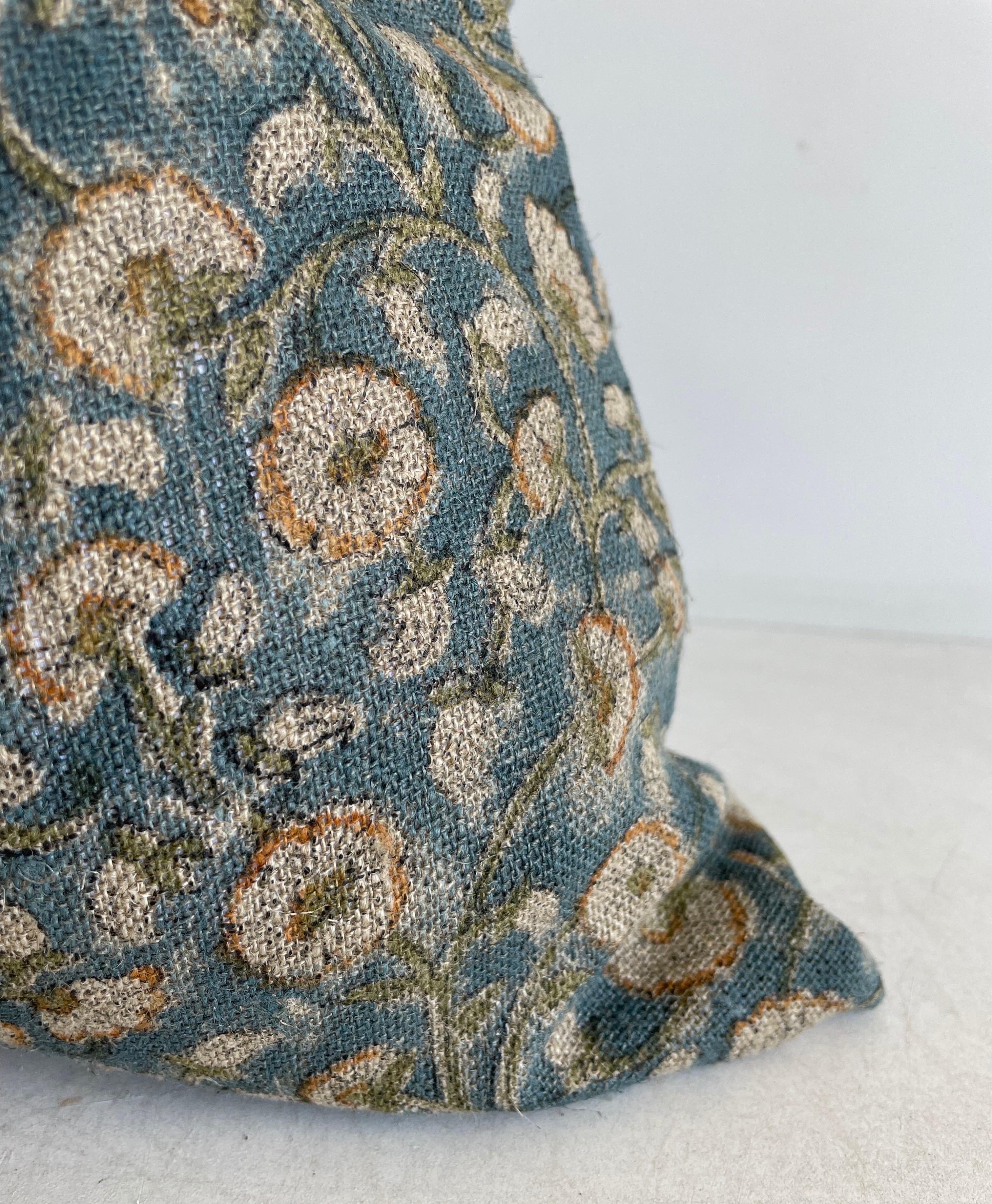 Cotton Hand Block-Printed Pillow with Insert For Sale