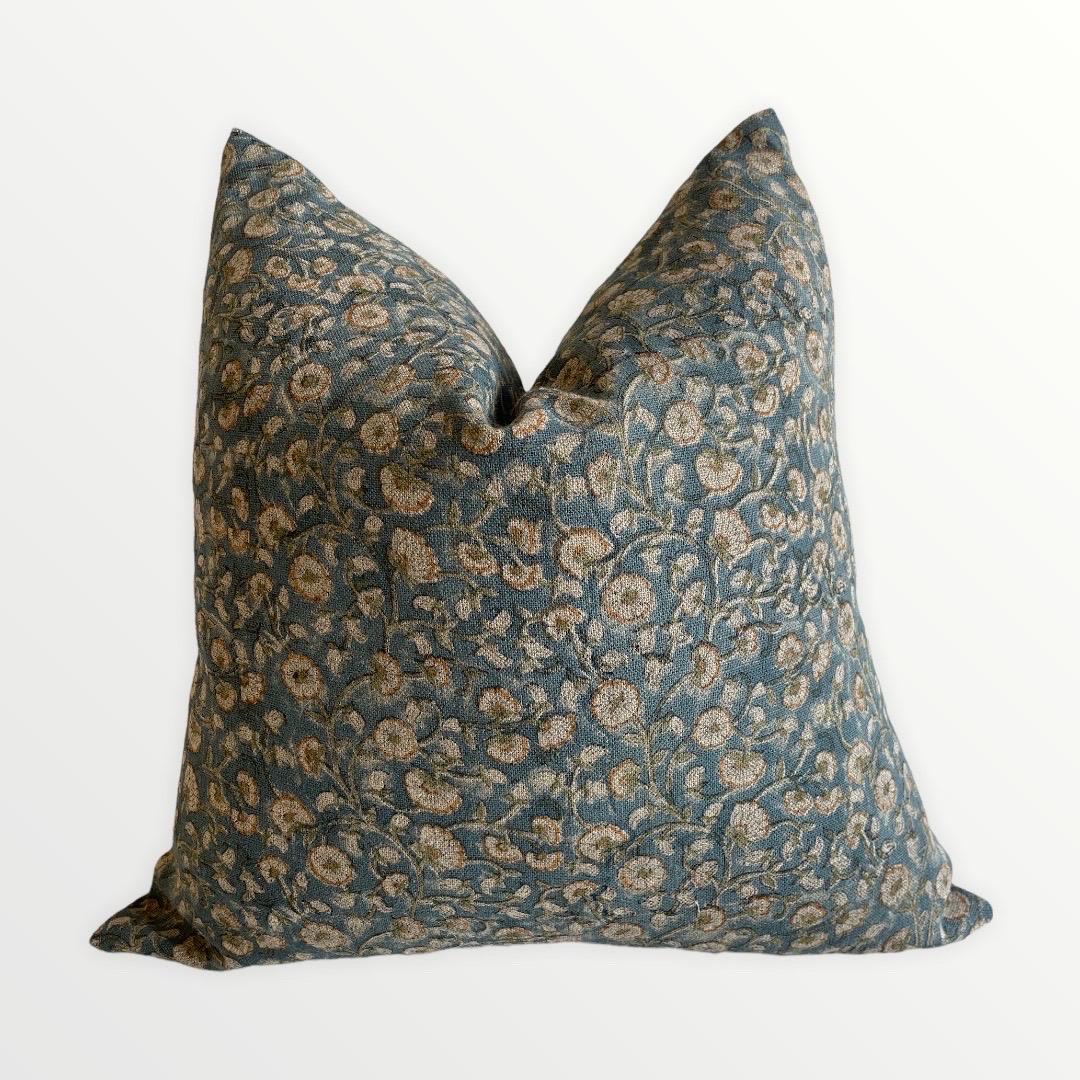 Hand Block-Printed Pillow with Insert For Sale 2