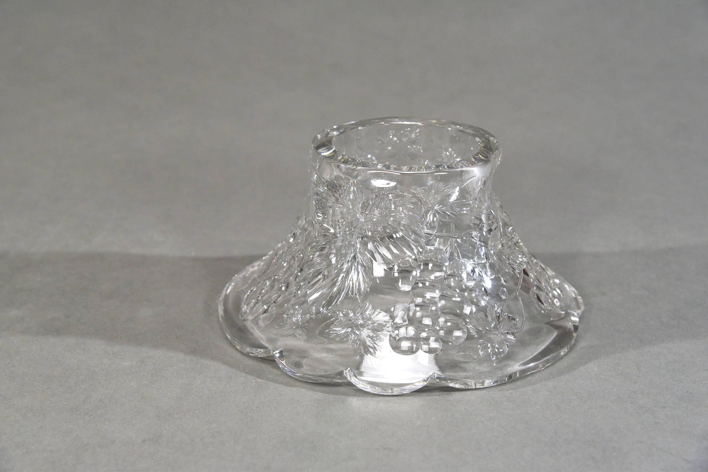 What a spectacular example of the finest intaglio cutting! The incredible hand blown crystal blank is 1/2