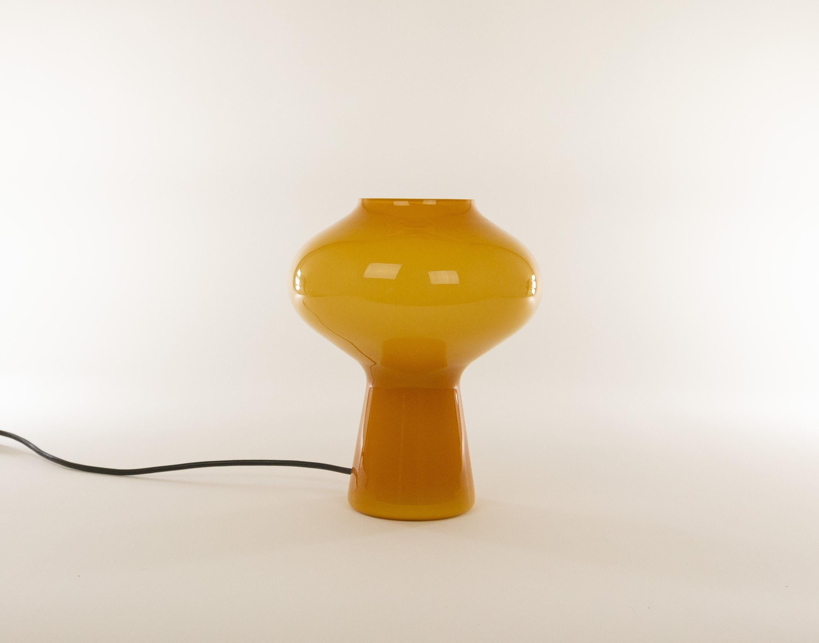 Mid-20th Century Hand-Blown Amber Fungo Table Lamp 'Medium' by Massimo Vignelli for Venini, 1950s For Sale