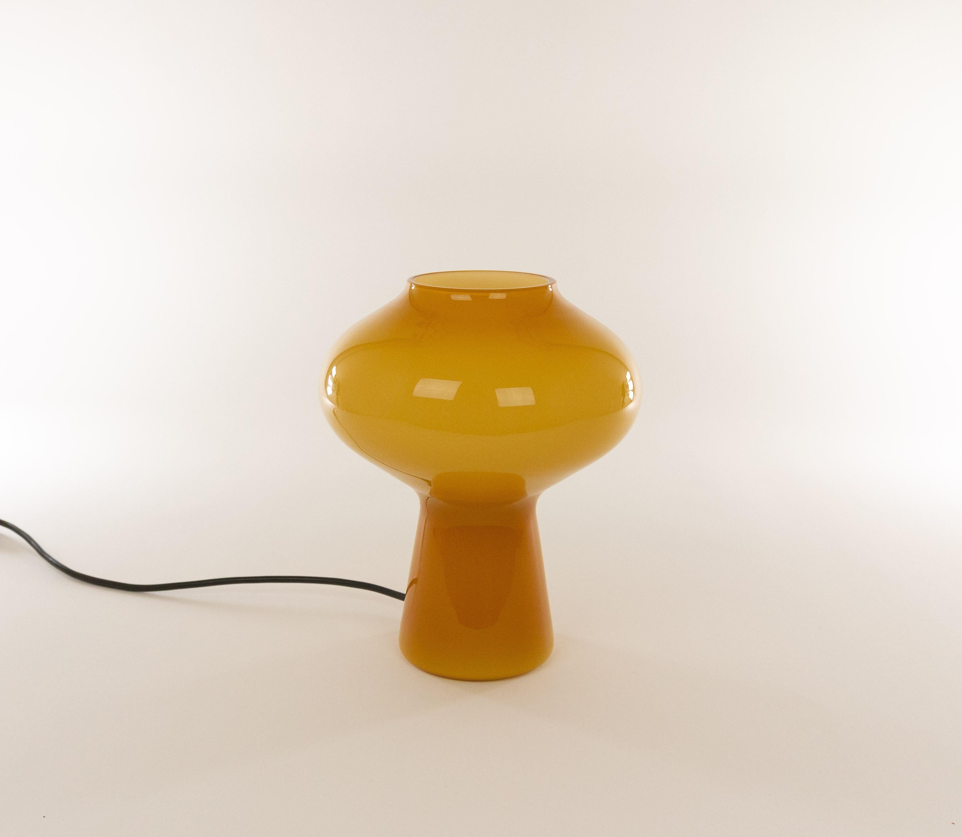 Murano Glass Hand-Blown Amber Fungo Table Lamp 'Medium' by Massimo Vignelli for Venini, 1950s For Sale