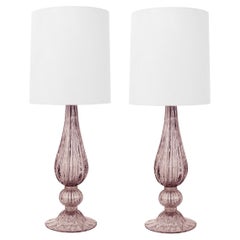 Hand-Blown Amethyst Color Glass Table Lamps 2022