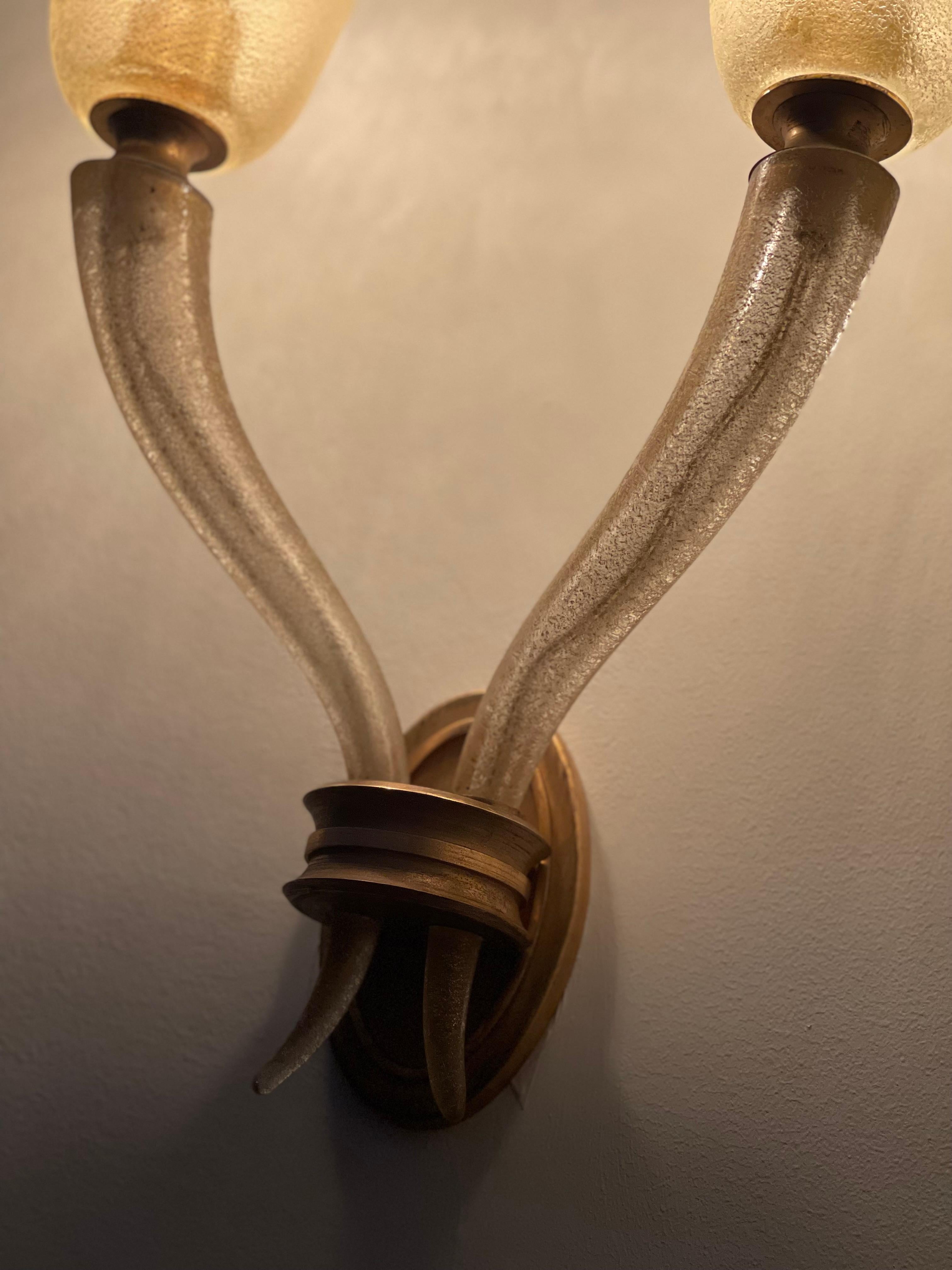 Applique murale Murano en verre d'art soufflé à la bouche. 1940s. Bon état - En vente à Bromma, SE