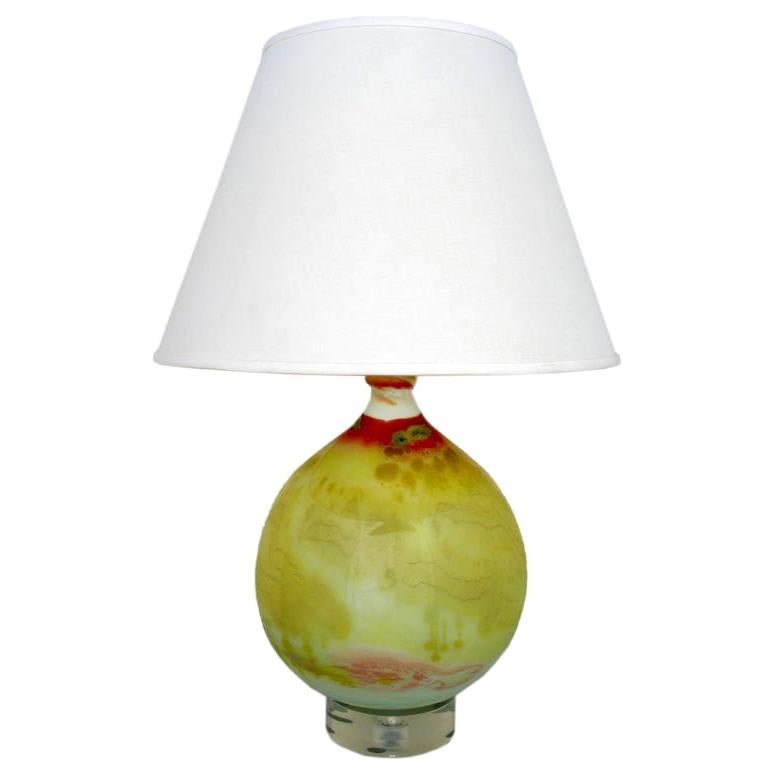Hand Blown Artisan Glass Table Lamp With Acrylic Base
