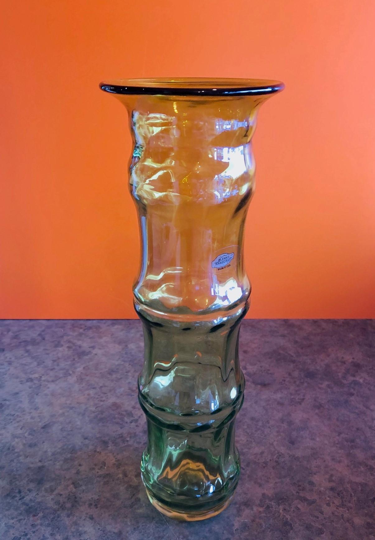 Vase aus mundgeblasenem Bambuskunstglas von Don Shepherd für Blenko Glass (Moderne der Mitte des Jahrhunderts) im Angebot