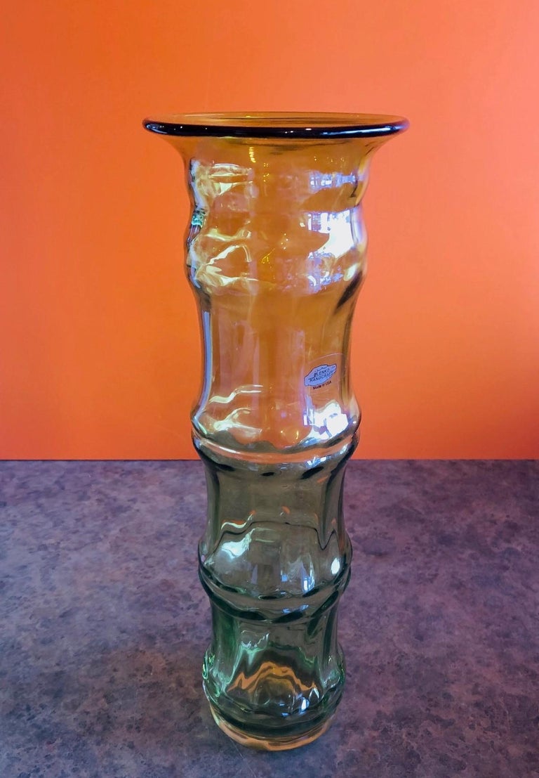 Hand Blown Bamboo Art Glass Vase by Don Shepherd for Blenko Glass For