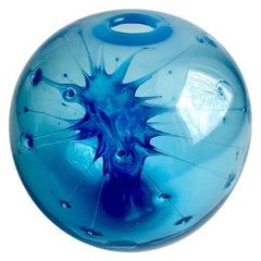 Hand blown blue art glass decorative piece, signed P. Stanley 83’