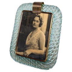 Hand Blown Blue Murano Glasss Frame by Barovier & Toso, 1950s