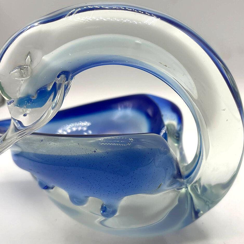 Bandeja Anillo Cisne de Murano Soplada a Mano Azul y Transparente Cristal de Murano en venta