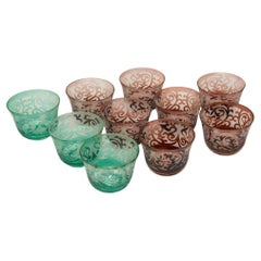 Hand Blown Bohemia Crystal Etched Votives Set of 10