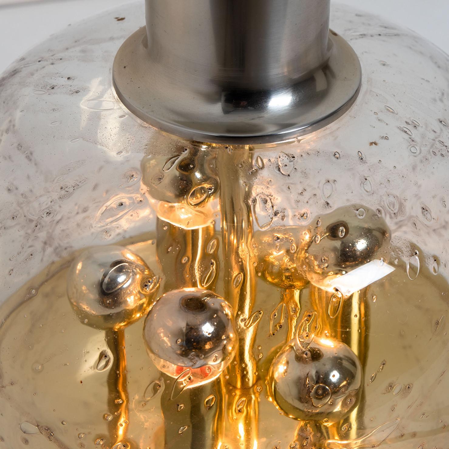 Hand Blown Bubble Glass and Brass Table Lamp by Doria Leuchten, 1970 For Sale 6