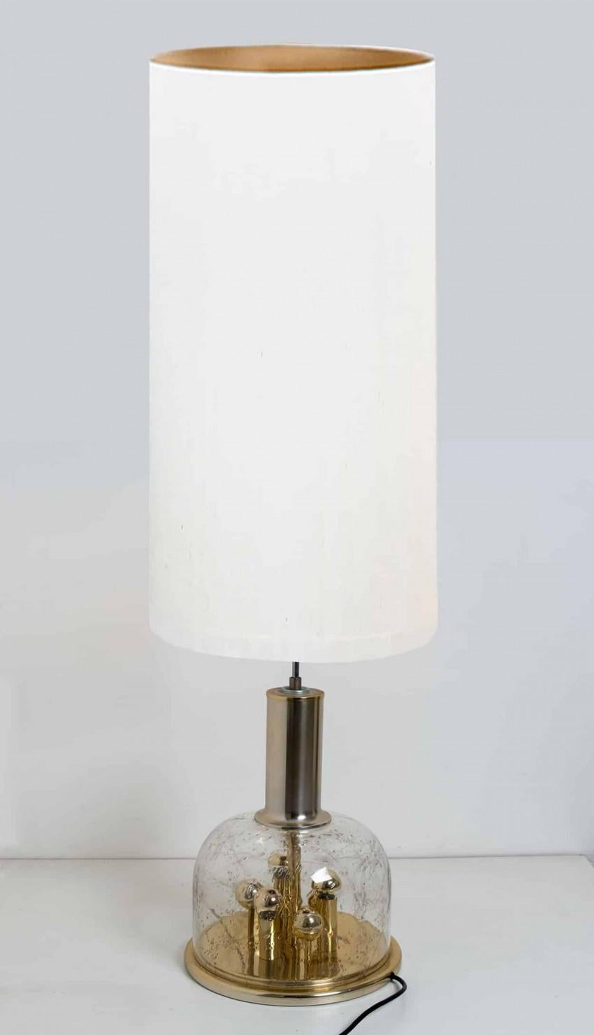 Space Age Hand Blown Bubble Glass and Brass Table Lamp by Doria Leuchten, 1970 For Sale