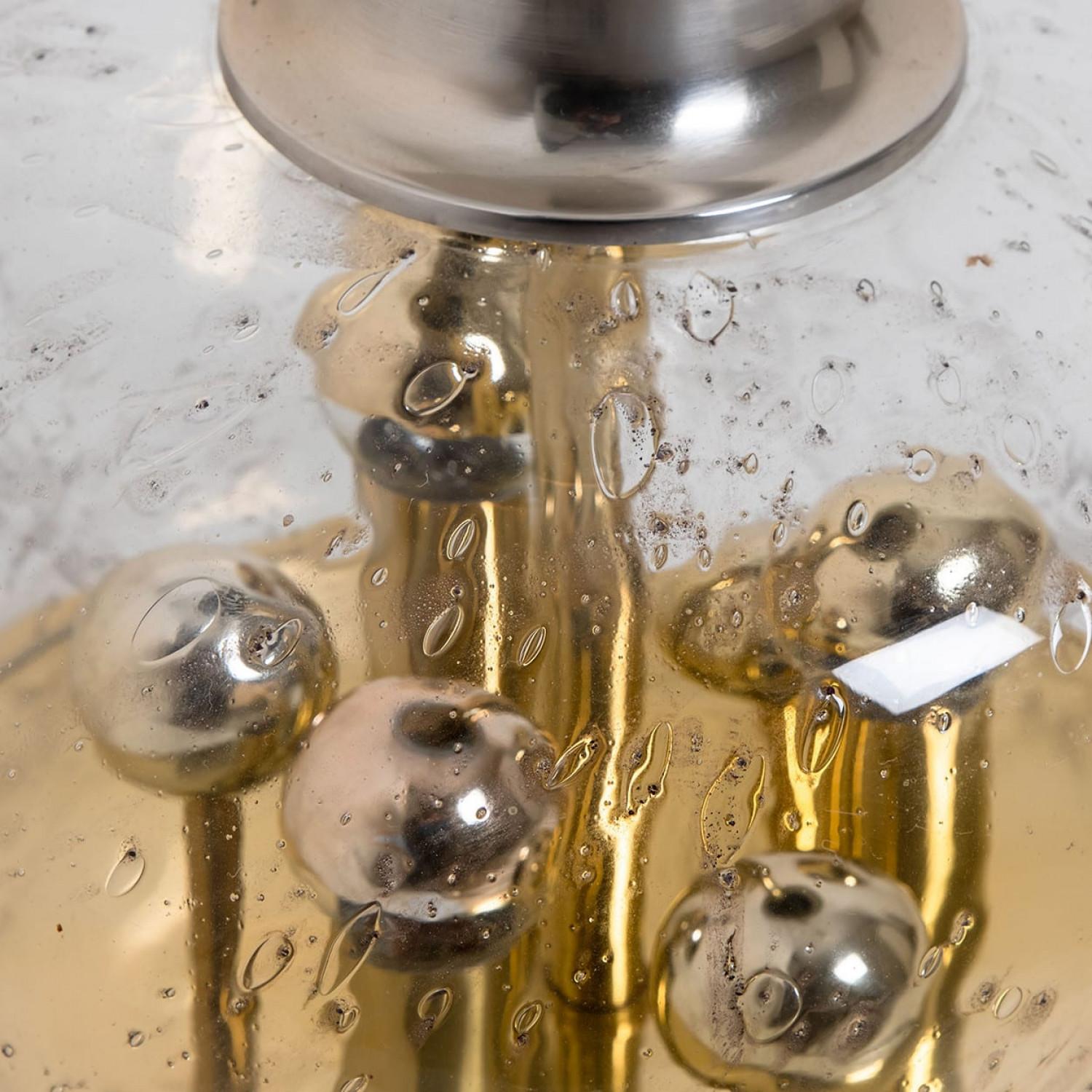 Other Hand Blown Bubble Glass and Brass Table Lamp by Doria Leuchten, 1970 For Sale