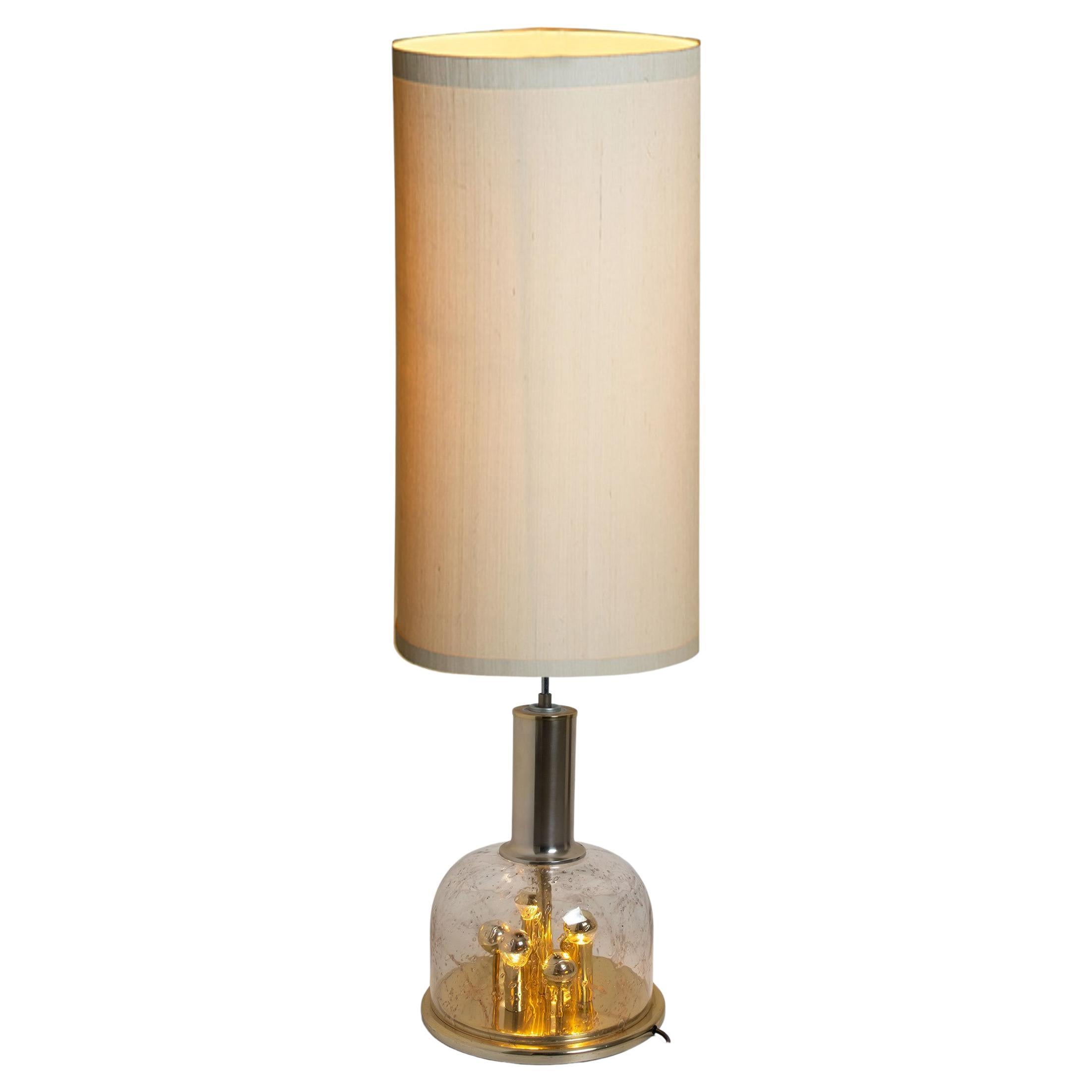Hand Blown Bubble Glass and Brass Table Lamp by Doria Leuchten, 1970