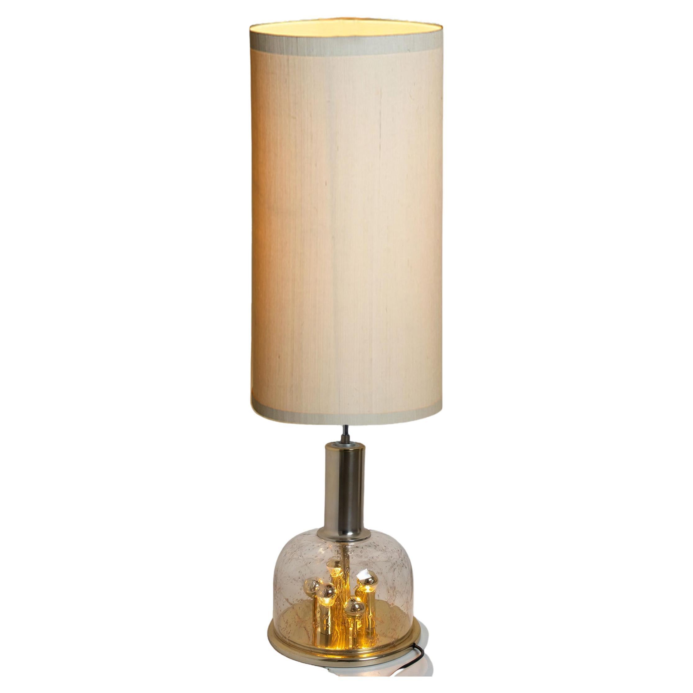 Lámpara de mesa de vidrio soplado y latón de Doria Leuchten, 1970