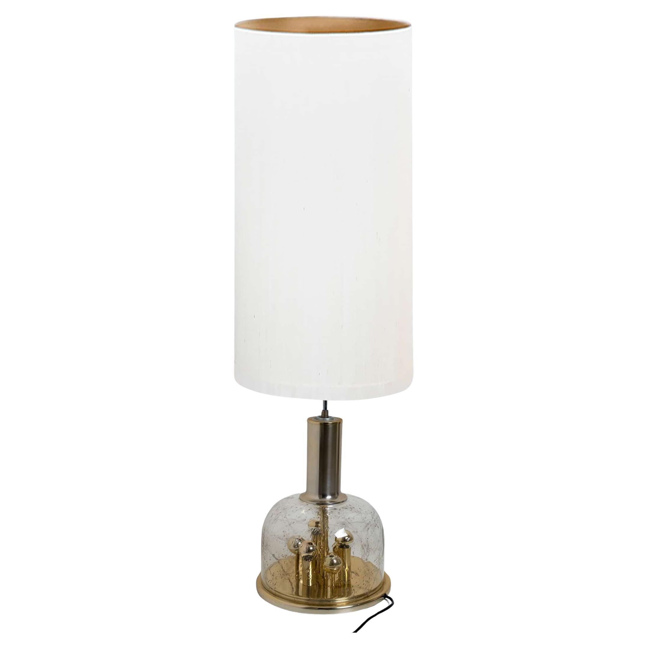 Hand Blown Bubble Glass and Brass Table Lamp by Doria Leuchten, 1970 For Sale