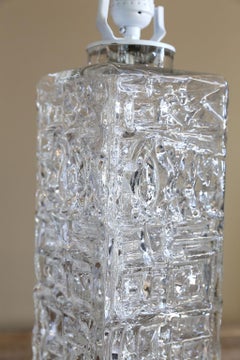 Hand Blown Clear Glass Swedish Mid-Century Modern Table Lamp