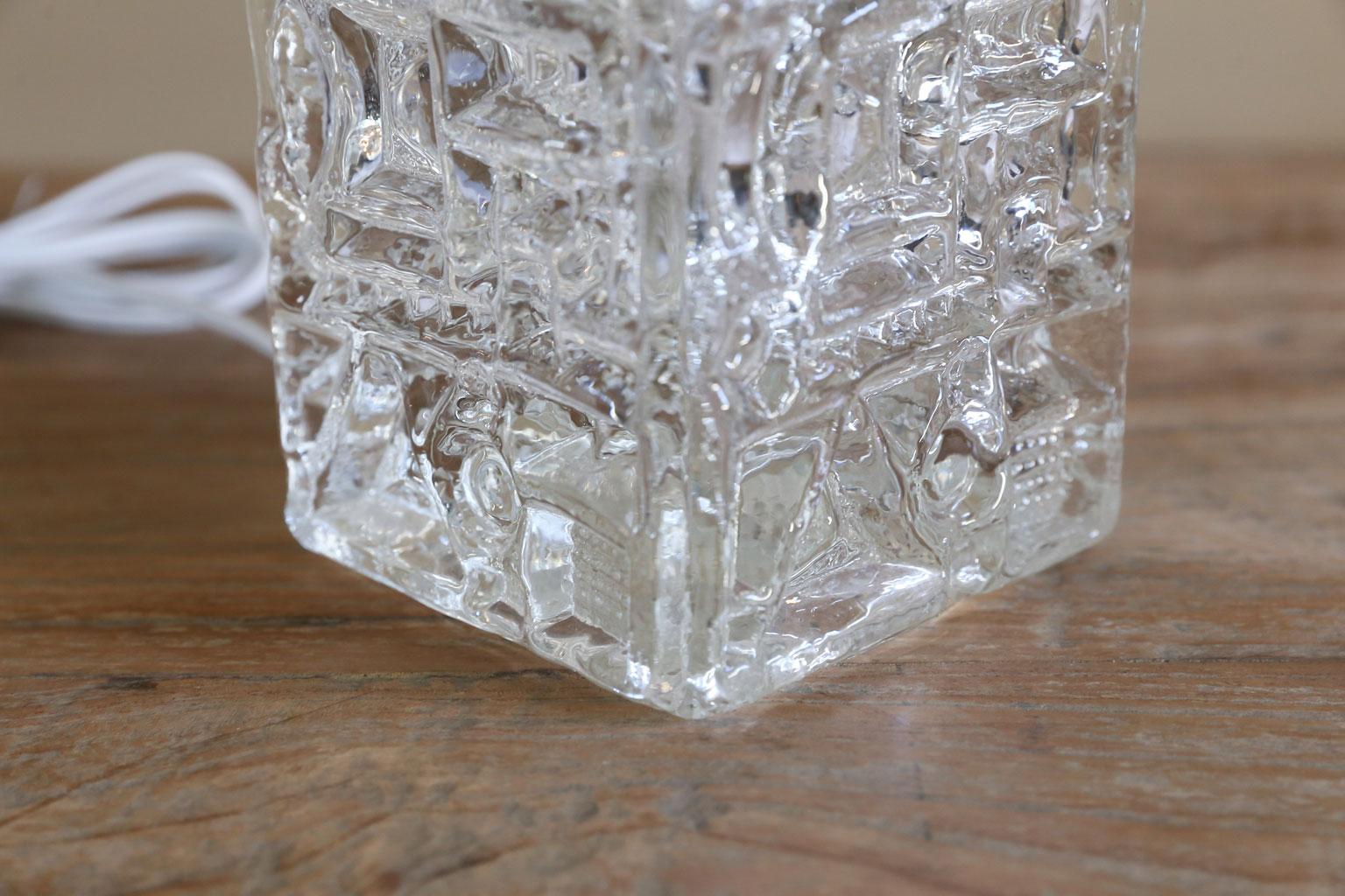 Hand Blown Clear Glass Swedish Mid-Century Modern Table Lamp 2
