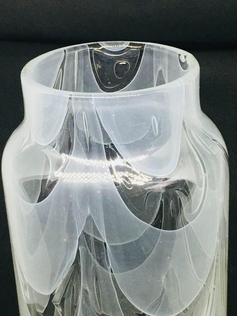 Hand Blown Clear Glass Vase Signed Barovier Toso Vintage Murano, Italy