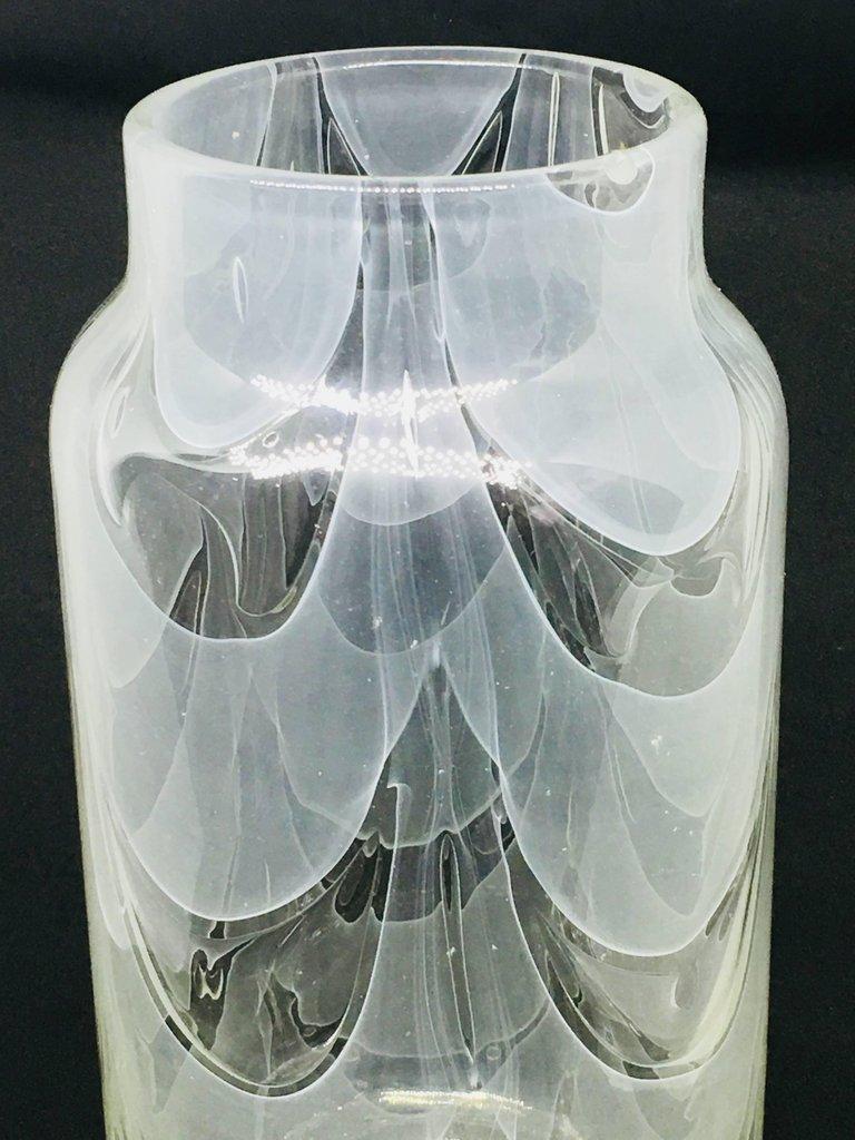 Hand Blown Clear Glass Vase Signed Barovier Toso Vintage Murano, Italy