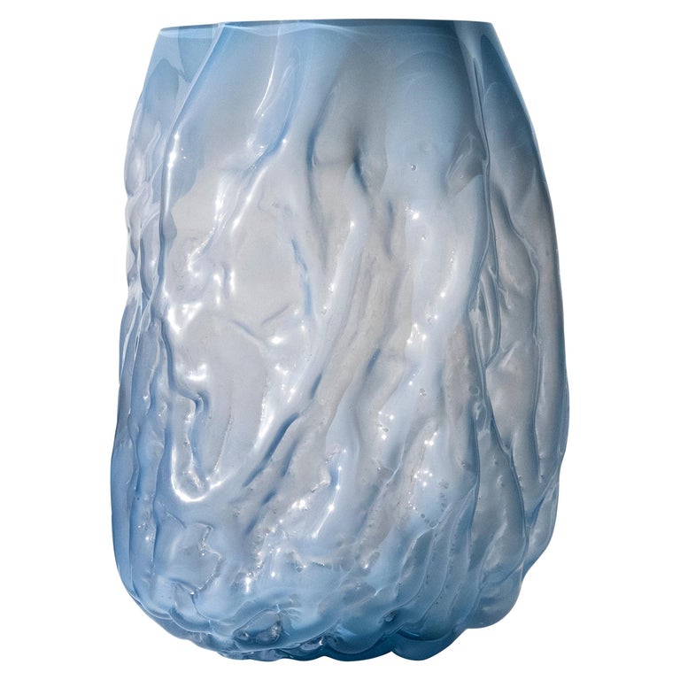 Hand Blown Contemporary Blue Glass Vase by Erik Olovsson For Sale